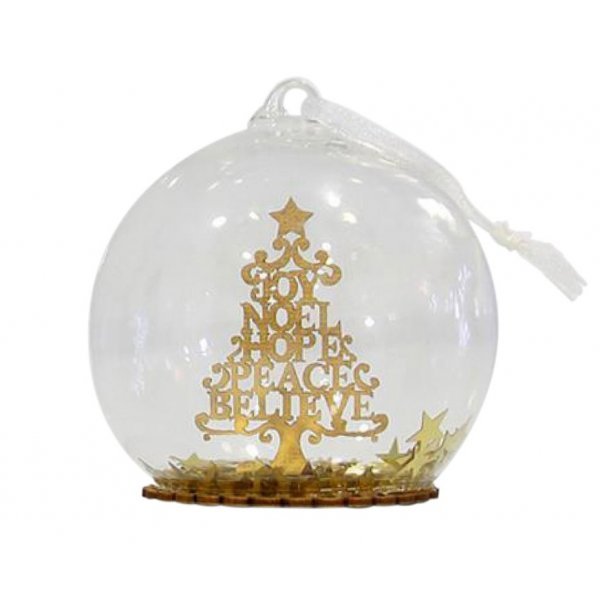 Χριστουγεννιάτικη Γυάλινη Μπάλα Διάφανη, με Δεντράκι στο Εσωτερικό (8cm)